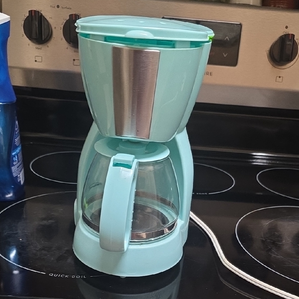 Turquoise Coffee Maker with Stainless Steel Panel